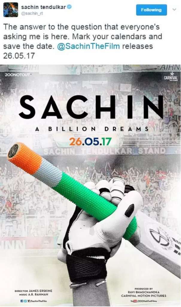 Sachin Tendulkar biopic movie 26 May release