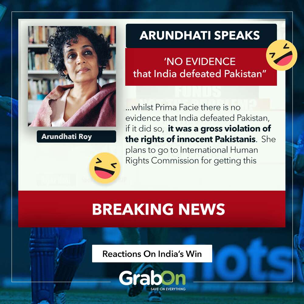 ind beats pakistan reactions Arundhati